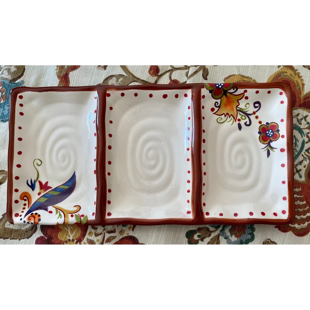 Lizette 3-Section Serving Tray: Tabletops Gallery Floral Palette